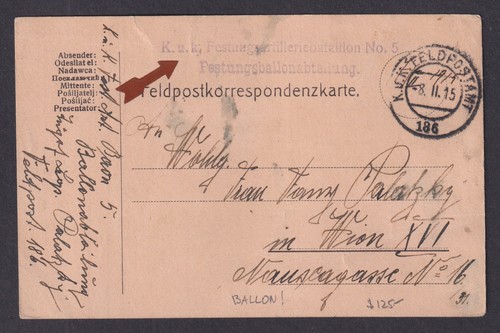 Austria 1915 feldpost card - feldpost, kuk